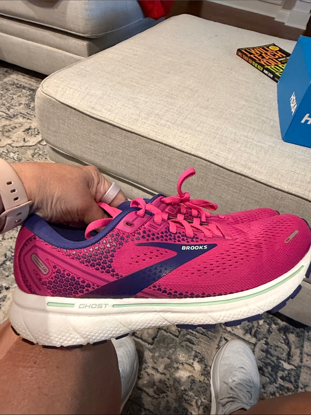 Brooks Women’s Ghost Running Shoe - Hot Pink with Purple Accents